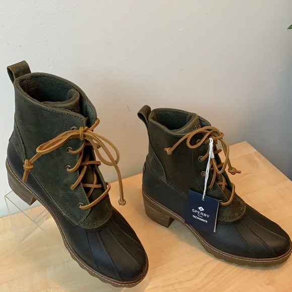 sperry saltwater heel leather duck boot